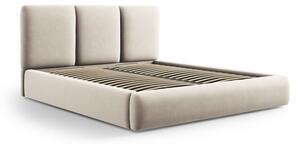 Krémszínű bársony kárpitozott ágyneműtartós franciaágy ágyráccsal 200x200 cm Brody – Mazzini Beds