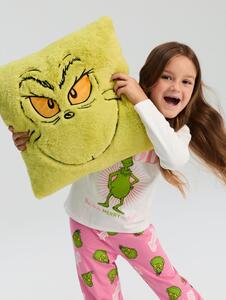 Sinsay - Műszőrme dekoratív párna karácsonyi mintával Grinch - zöldessárga