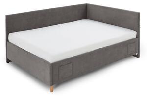 Antracitszürke kárpitozott ágyneműtartós sarok gyerekágy ágyráccsal 120x200 cm Cool – Meise Möbel