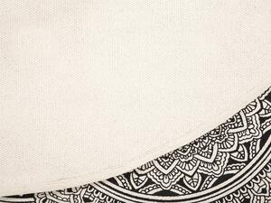 Különleges Fekete És Krémszínű Mandala Mintás Kerek Szőnyeg ø 120 cm HIZAN