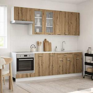 VidaXL Konyhai Egység LYON 8 db Kézműves Tölgy Szerelt Fa