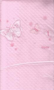Pamut babapléd - rózsaszín pillangók