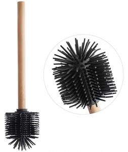 Erga Bambo, WC-kefe szilikonfejjel és bambusznyéllel, 34 cm, fekete / bambusz, ERG-YKA-V.WCZ BAMBO-SILKA