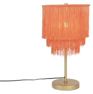 Keleti asztali lámpa arany rózsaszín árnyalatú rojtokkal - Franxa