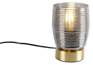 Art Deco asztali lámpa sárgaréz füstüveggel - Michi
