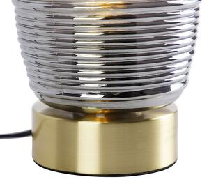Art Deco asztali lámpa sárgaréz füstüveggel - Michi