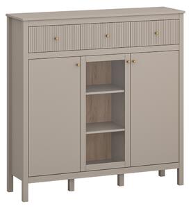 KONDELA Komód, szürkésbarna Taupe/craft arany tölgy, KLIO 2D1W3S