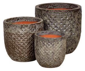 Caldera Diamo kerámia növénytartó szett savmaratott antik mohazöld 30x30-47x47cm S3