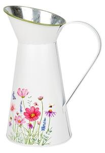 Meadow virágmintás fém kanna fehér 13x27cm