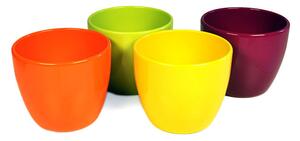 Base Kerámia Kaspó Nyári Mix 7cm Almazöld-Narancs-Sárga-Ciklámen