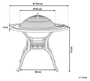 Barna alumínium kerek asztal grillezővel ⌀ 105 cm MANFRIA