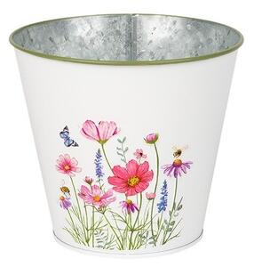 Meadow Virágmintás Fém Kaspó Fehér 11,5x10,7cm