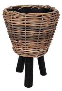 Drypot Rattan Lábas Kaspó Barna-Fekete 33x26/45cm