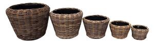Drypot Rattan Kaspó Szett Barna 65x50cm S/5