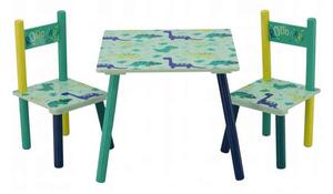 Gyerekasztal székekkel - Dinó #zöld