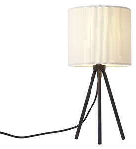 Modern, háromlábú asztali lámpa fehér színben, bársonyernyővel - Luz