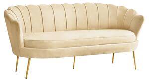 KONDELA Luxus kanapé, 3 személyes, bézs Velvet szövet/arany, Art-deco, NOBLEO TYP 2