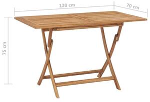 VidaXL tömör tíkfa összecsukható kerti asztal 120 x 70 x 75 cm