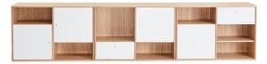 Fehér alacsony komód tölgyfa dekorral 267x61 cm Mistral - Hammel Furniture