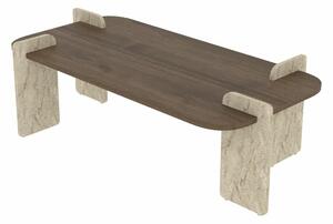 Hanah Home Dohányzóasztal Walnut Travertine Leapiri - Walnut, Travertine