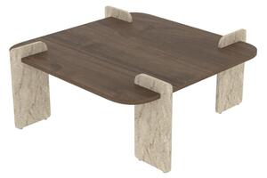 Hanah Home Coffee Table Walnut Travertine Afrolli - Walnut, Travertine