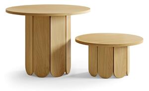 Natúr színű kerek dohányzóasztal tölgyfa dekoros asztallappal 78x78 cm Soft – Woodman