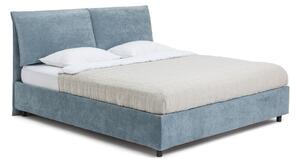 Kék kárpitozott ágyneműtartós franciaágy ágyráccsal 160x200 cm Myra Pillow – Bonami Selection