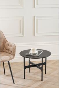 Fekete kerek dohányzóasztal kőrisfa dekoros asztallappal 55x55 cm Colton - Rowico