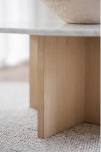 Fehér-natúr színű márvány kerek dohányzóasztal 90x90 cm Brooksville - Rowico