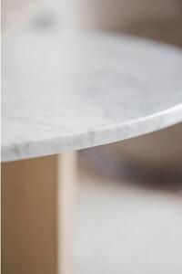 Fehér-natúr színű márvány kerek dohányzóasztal 90x90 cm Brooksville - Rowico