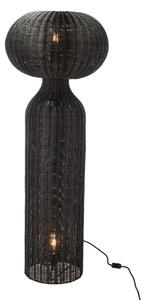 Fekete állólámpa rattan búrával (magasság 130 cm) Werna – Villa Collection