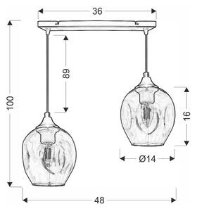 Fekete függőlámpa üveg búrával 14x48 cm Aspa – Candellux Lighting