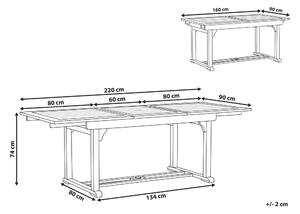 Kihúzható akácfa étkezőasztal 160/220 x 90 cm JAVA