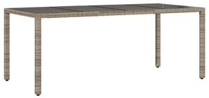 Szürke polyrattan üveglapos kerti asztal 190 x 90 x 75 cm