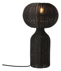 Fekete asztali lámpa rattan búrával (magasság 43 cm) Werna – Villa Collection