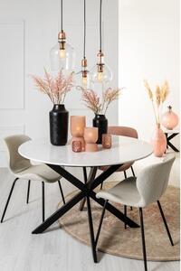 Fekete-fehér kerek étkezőasztal márvány dekoros asztallappal ø 120 cm Tomochi – Light & Living