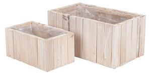 Szögletes Faszelet Láda Szett Antikolt Fehér 30x17x14cm S2
