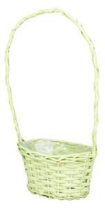Ovális hasított fa füles kosár zöld 22x16x12,5/45,5cm