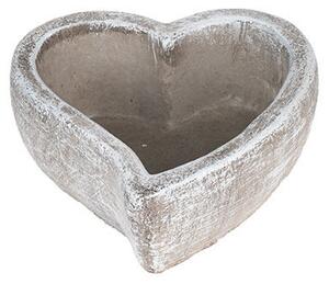 Nyújtott szív alakú cement tál antikolt szürke 10,5x10x4cm