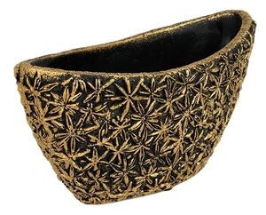 Csónak alakú Areus kőtál fekete-arany 25x10,5x11/13cm