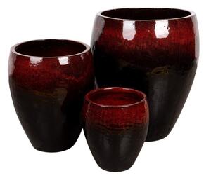 Vague Vase kerámia növénytartó szett vörös-fekete 25x29-46x54cm S/3