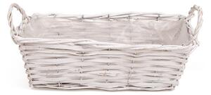 Szögletes hasított fa tál két füllel fehér 33x13,5x11/15,5cm