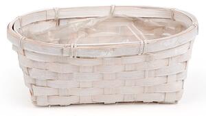 Ovális bambusz tál fehér 22x15x9cm 5db/csomag