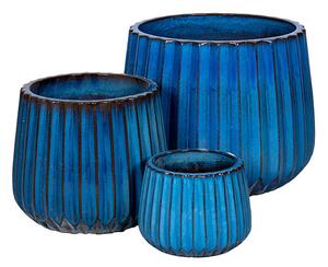 Lark Caldron kerámia növénytartó szett antik kék 27x21,5-56x44,5cm S3