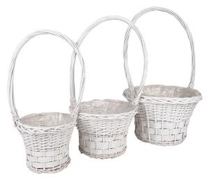 Hasított fa füles kosár szett fehér 35x22,5/62cm S3