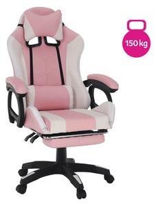 KONDELA Irodai/gamer szék RGB LED világítással, rózsaszín/fehér, JOVELA