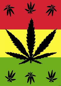 Plakát Marijuana Leaf - On rasta colours