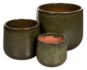 Corsica Caldron kerámia növénytartó szett cédruszöld 23,5x21-42x37,5cm S/3
