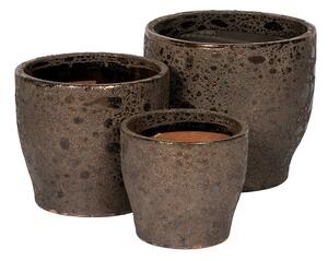 Saylor Flare kerámia növénytartó szett savmaratott bronz 25,3x23cm-37,3x34cm S3