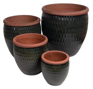 Shiwan Monica kerámia növénytartó szett olivazöld 30x30-64x64cm S/4